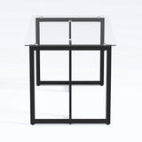 55" Clear And Black Glass And Metal Dining Table