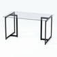 55" Clear And Black Glass And Metal Dining Table