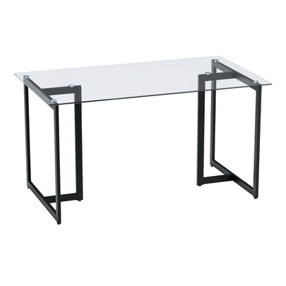 55" Clear And Black Glass And Metal Dining Table