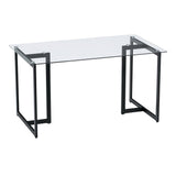 55" Clear And Black Glass And Metal Dining Table