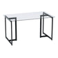 55" Clear And Black Glass And Metal Dining Table