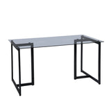55" Gray And Black Glass And Metal Sled Base Dining Table
