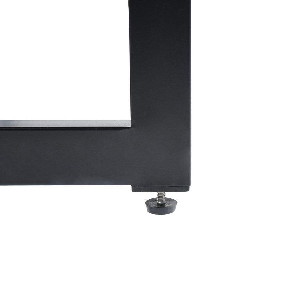 55" Gray And Black Glass And Metal Sled Base Dining Table