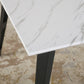 63" White and Black Faux Marble and Metal Dining Table