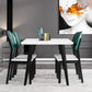 63" White and Black Faux Marble and Metal Dining Table