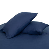 Set of Two Navy Blue Linen Standard Pillowcases