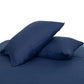 Two Piece Navy Blue Linen Standard Pillowcases