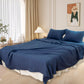 Set of Two Navy Blue Linen Standard Pillowcases