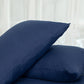 Set of Two Navy Blue Linen Standard Pillowcases
