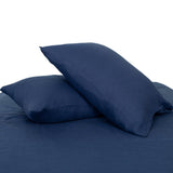 Two Piece Navy Blue Linen Standard Pillowcases