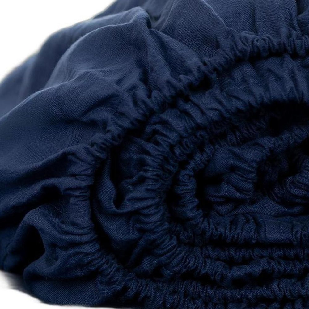 Navy Blue Linen Queen Fitted sheet