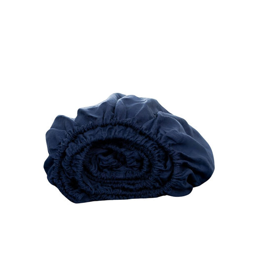 Navy Blue Linen King Fitted Sheet