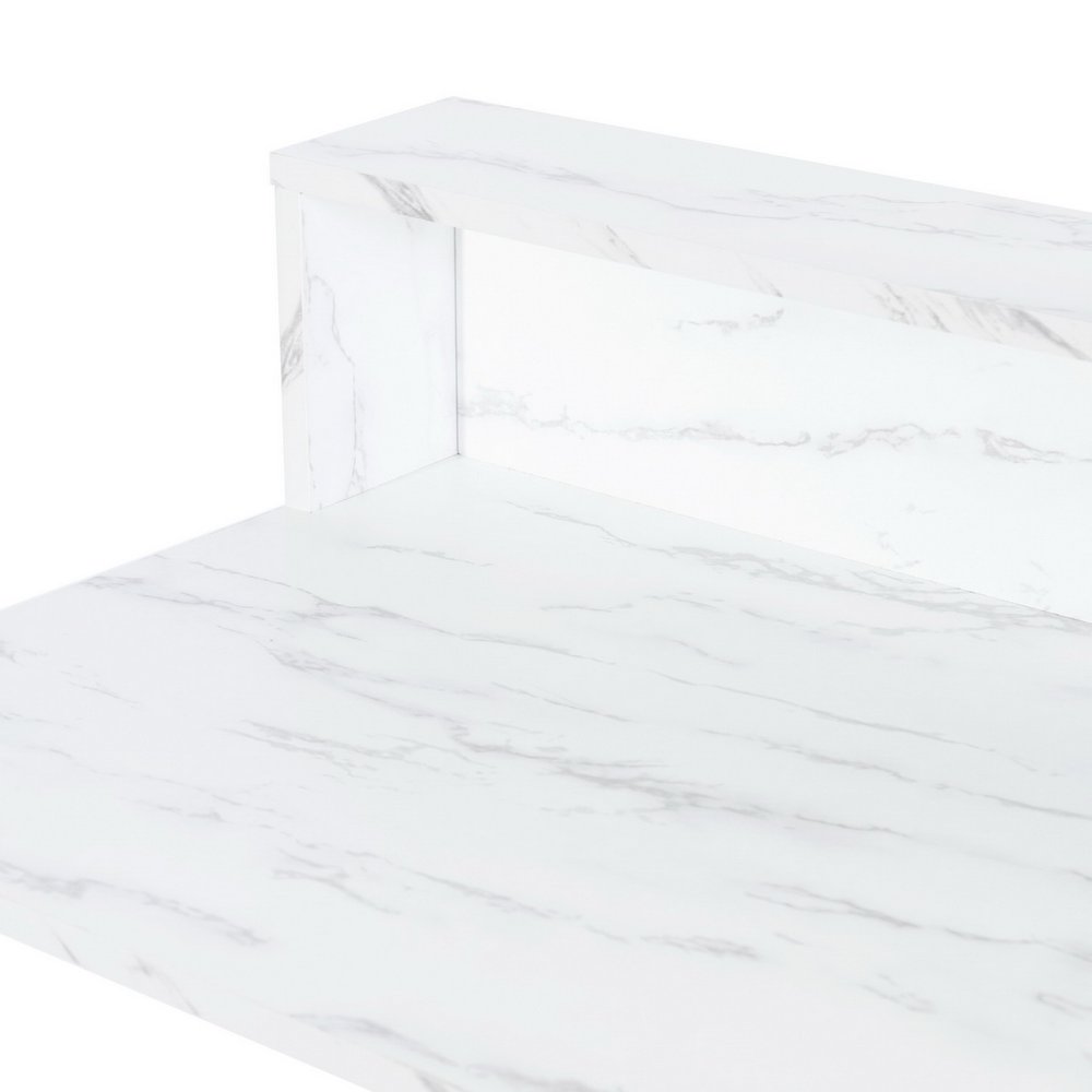 41" White And Gold Faux Marble and Steel Vanity Table with Mirror