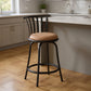 Set of Two 24" Brown and Black Microfiber and Metal Low Back Counter Height Swivel Bar Chairs