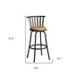 Set of Two 29" Brown and Black Microfiber and Metal Low Back Bar Height Swivel Bar Chairs