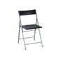 Set of Six Black and Silver Folding Side Chairs