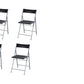 Set of Six Black and Silver Folding Side Chairs