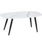 43" White and Black Faux Marble And Steel Coffee Table