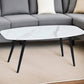 43" White and Black Faux Marble And Steel Coffee Table