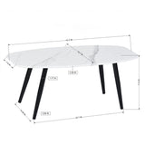 43" White and Black Faux Marble And Steel Coffee Table