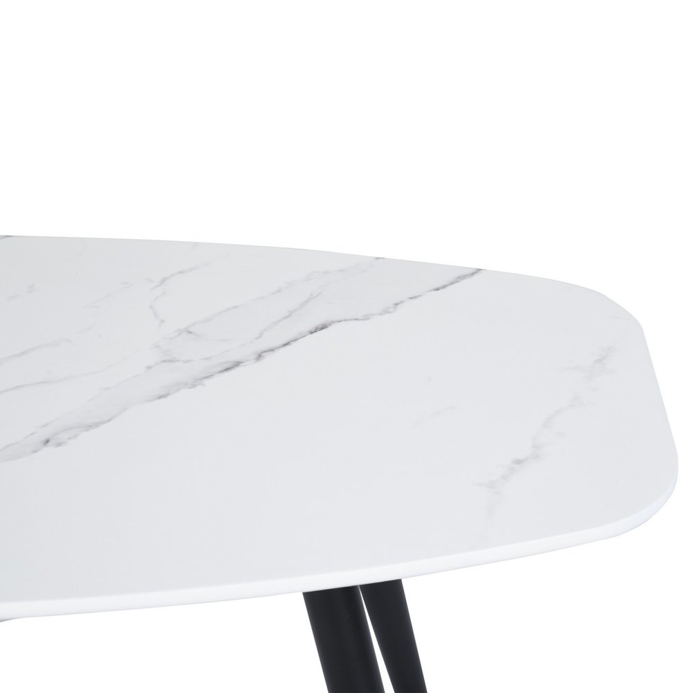 43" White and Black Faux Marble And Steel Coffee Table