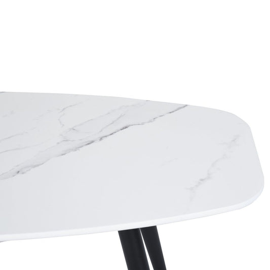 43" White and Black Faux Marble And Steel Coffee Table