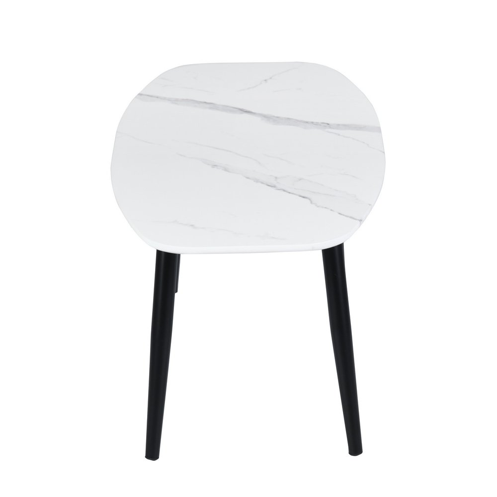 43" White and Black Faux Marble And Steel Coffee Table