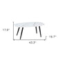 43" White and Black Faux Marble And Steel Coffee Table