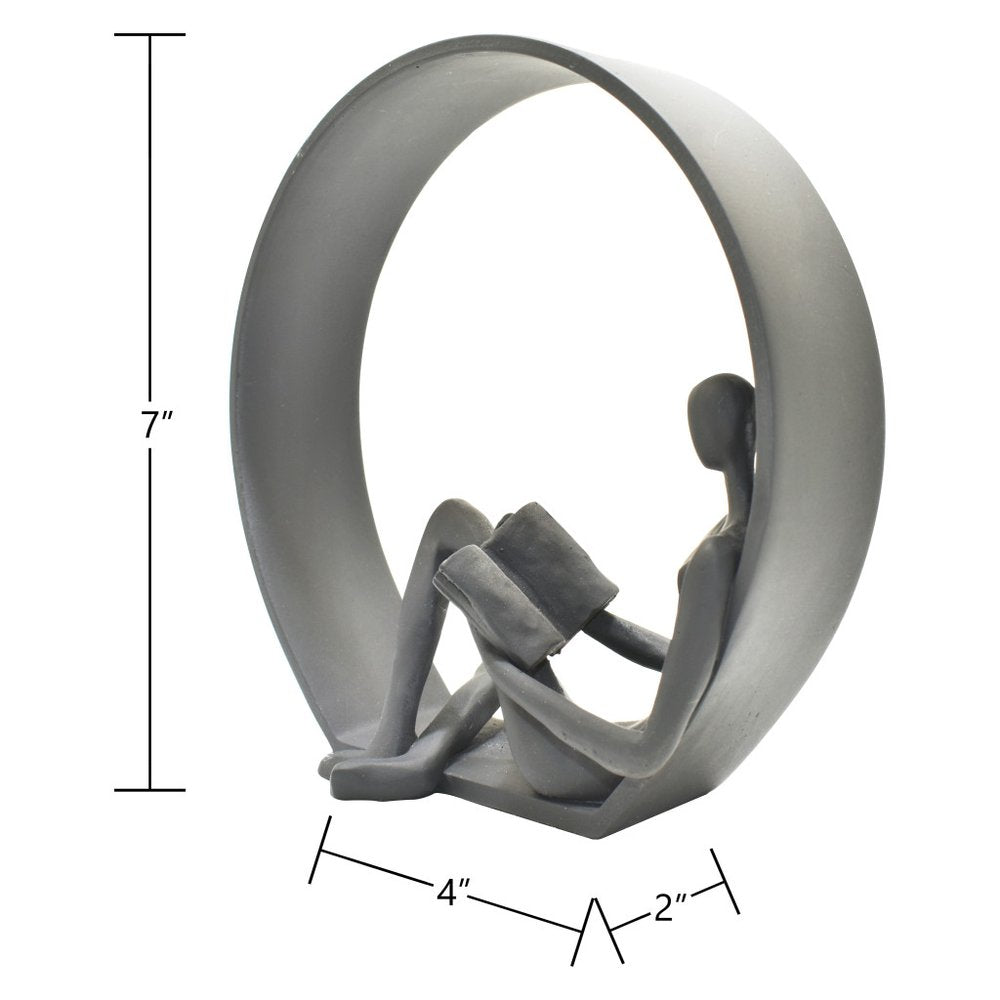 7" Black Resin Man Tabletop Sculpture