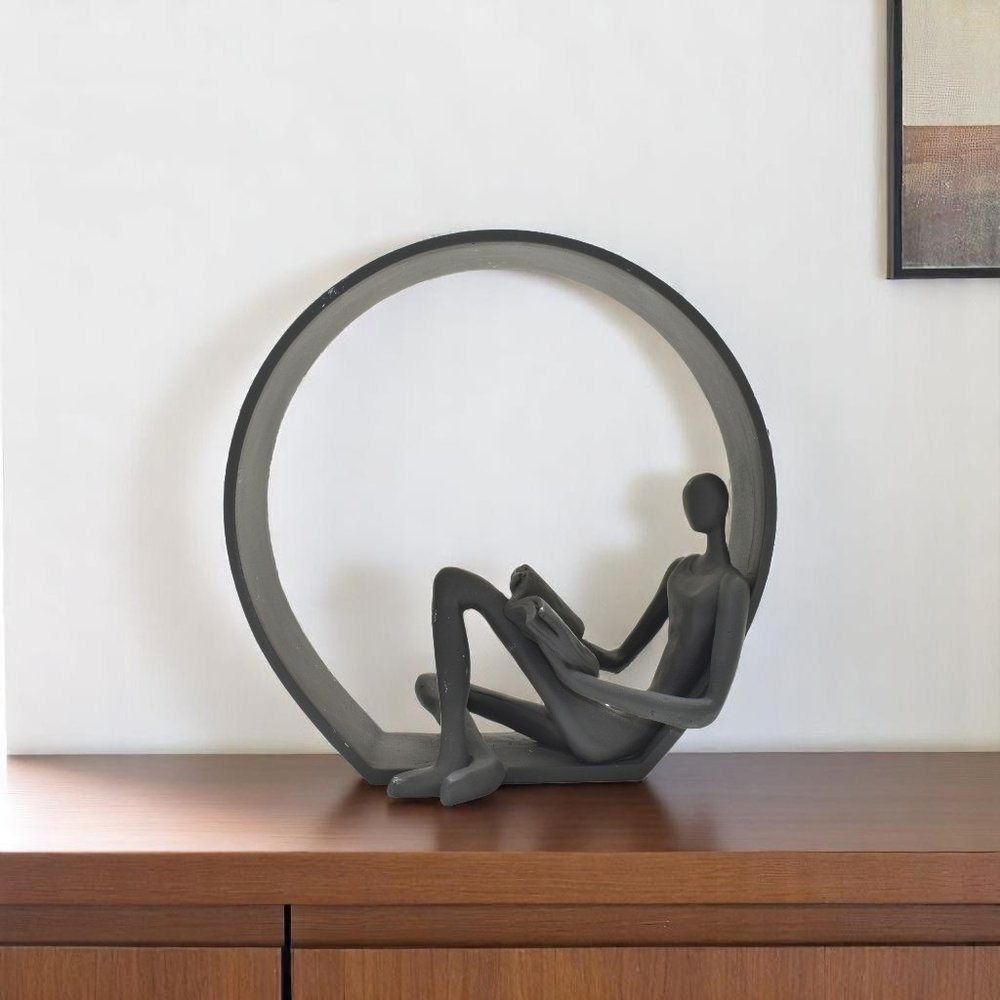 7" Black Resin Man Tabletop Sculpture