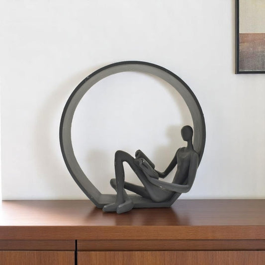 7" Black Resin Man Tabletop Sculpture