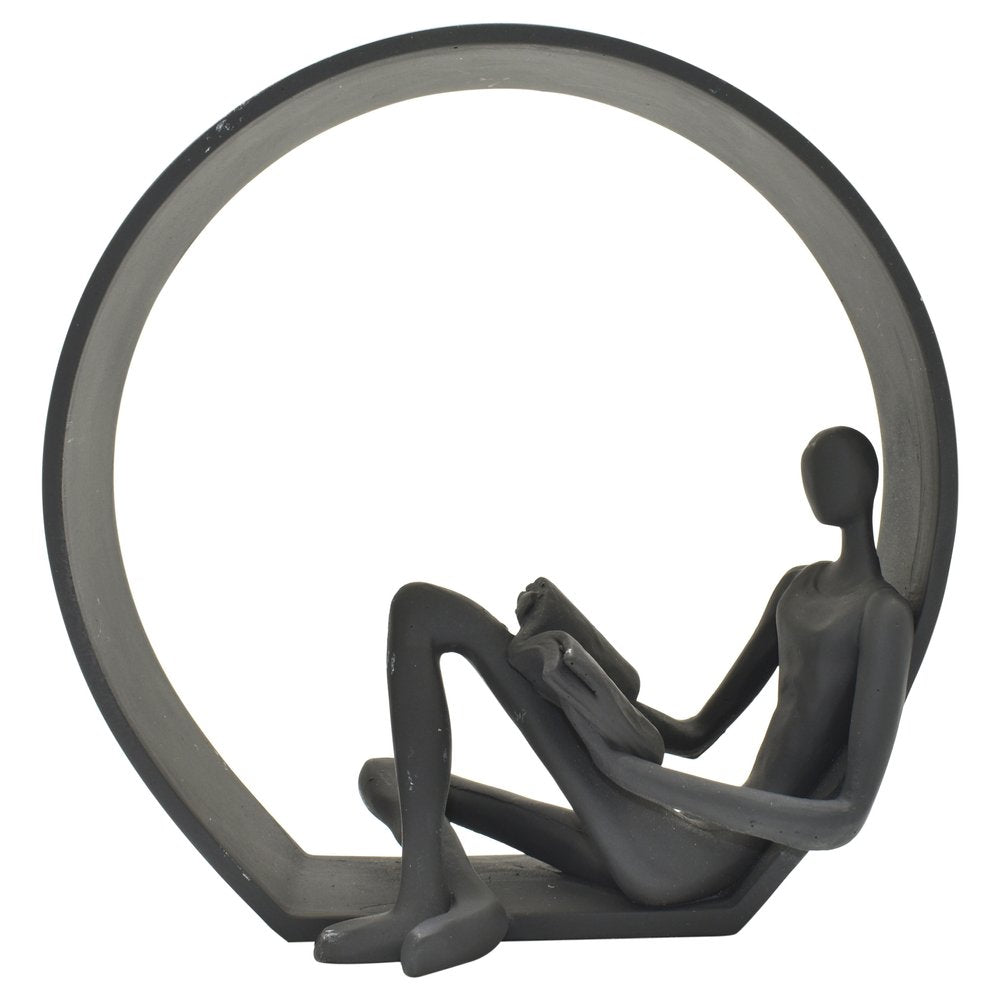 7" Black Resin Man Tabletop Sculpture