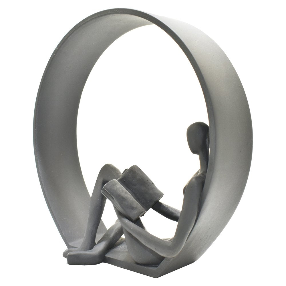 7" Black Resin Man Tabletop Sculpture