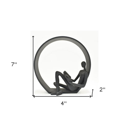 7" Black Resin Man Tabletop Sculpture