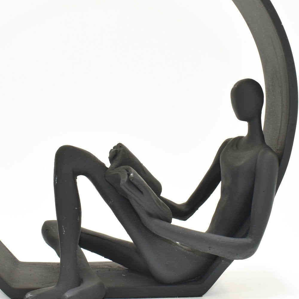7" Black Resin Man Tabletop Sculpture