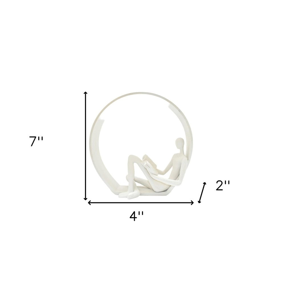 7" White Resin Man Tabletop Sculpture