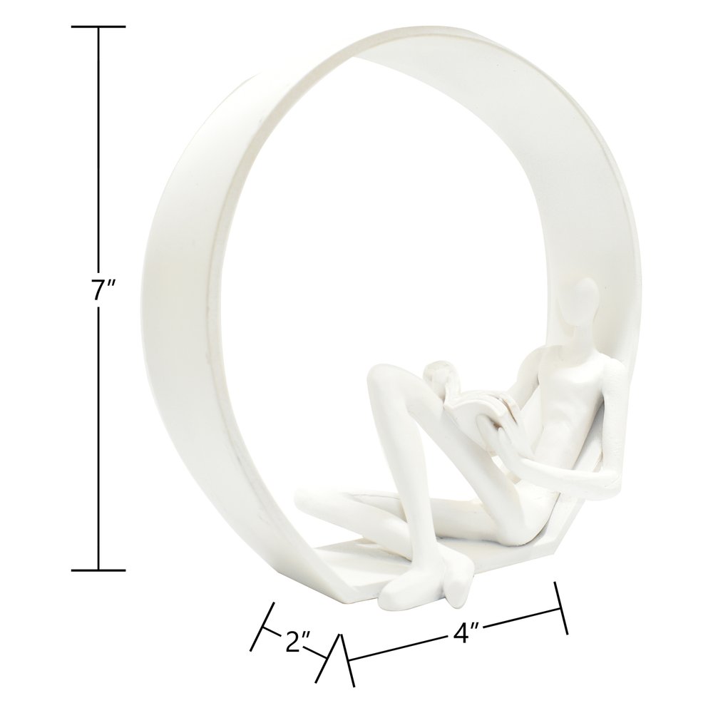 7" White Resin Man Tabletop Sculpture