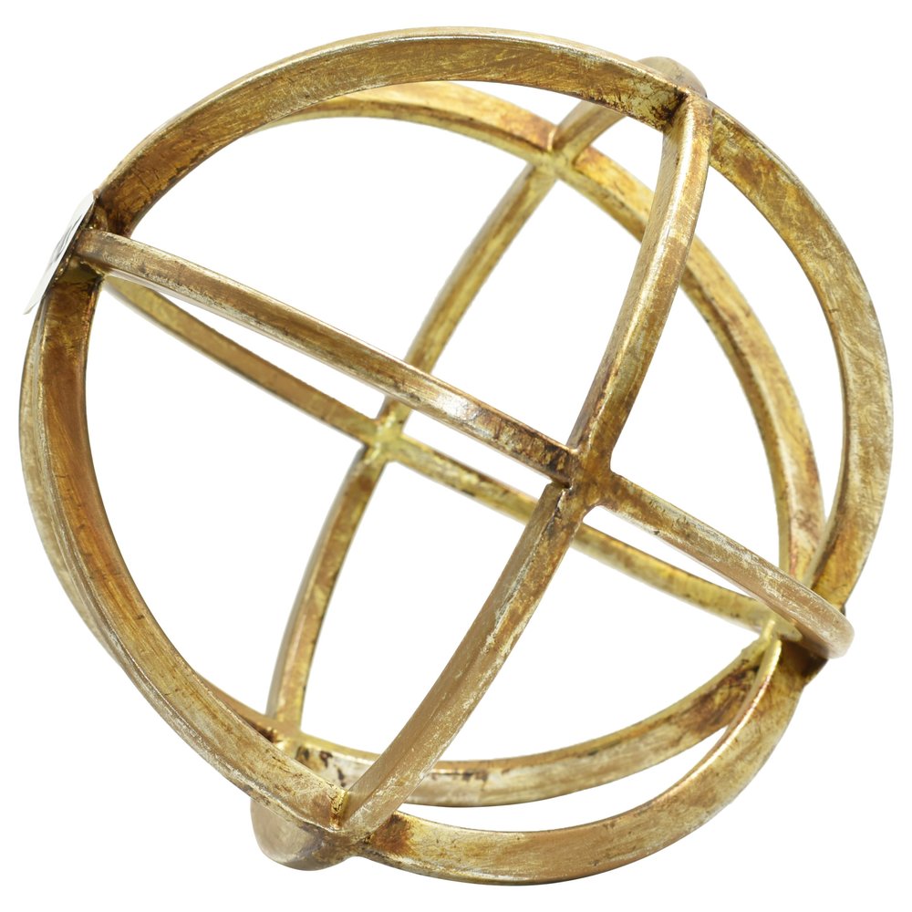 6" Antiqued Gold Metal Tabletop Sculpture