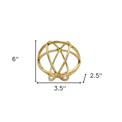 6" Antiqued Gold Metal Tabletop Sculpture