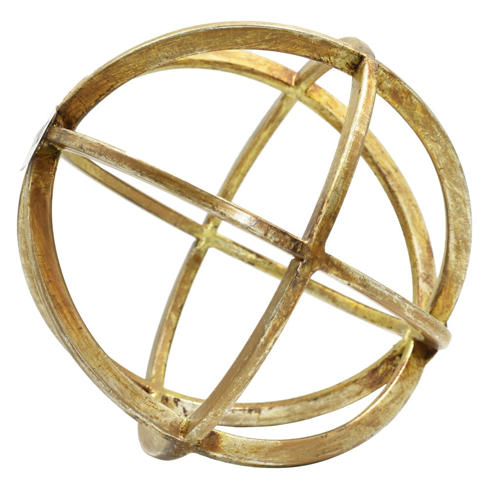 6" Antiqued Gold Metal Tabletop Sculpture