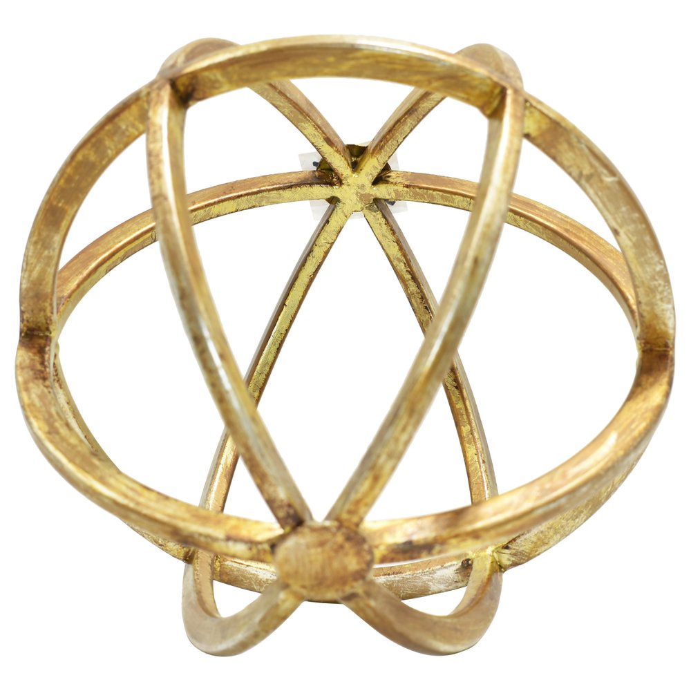 6" Antiqued Gold Metal Tabletop Sculpture