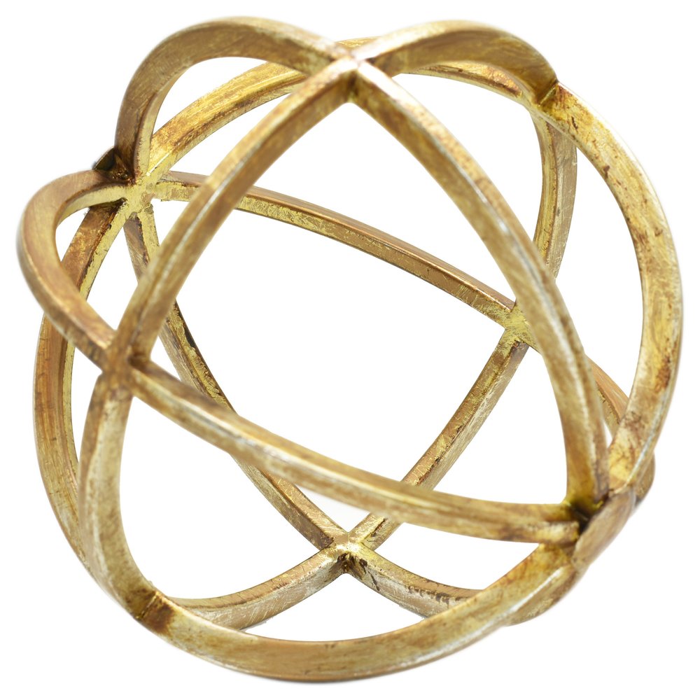 6" Antiqued Gold Metal Tabletop Sculpture