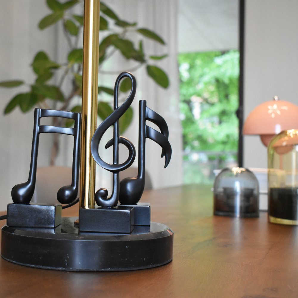 Set of Three Black Resin Music Tabletop Sculpture
