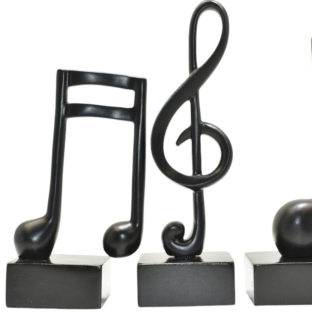 Set of Three Black Resin Music Tabletop Sculpture