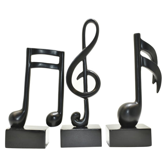 Set of Three Black Resin Music Tabletop Sculpture
