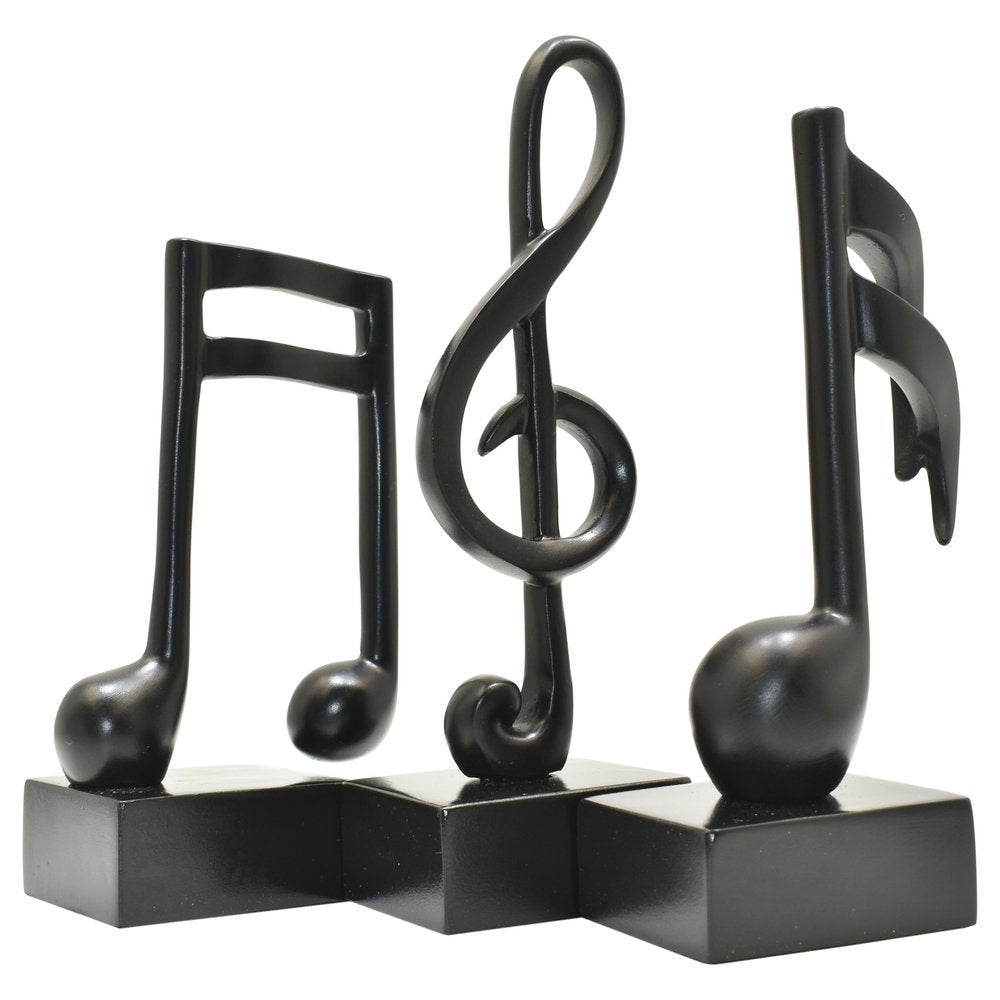 Set of Three Black Resin Music Tabletop Sculpture