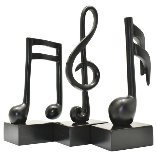 Set of Three Black Resin Music Tabletop Sculpture