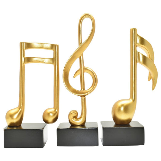 Set of Three Gold Resin Music Tabletop Sculpture