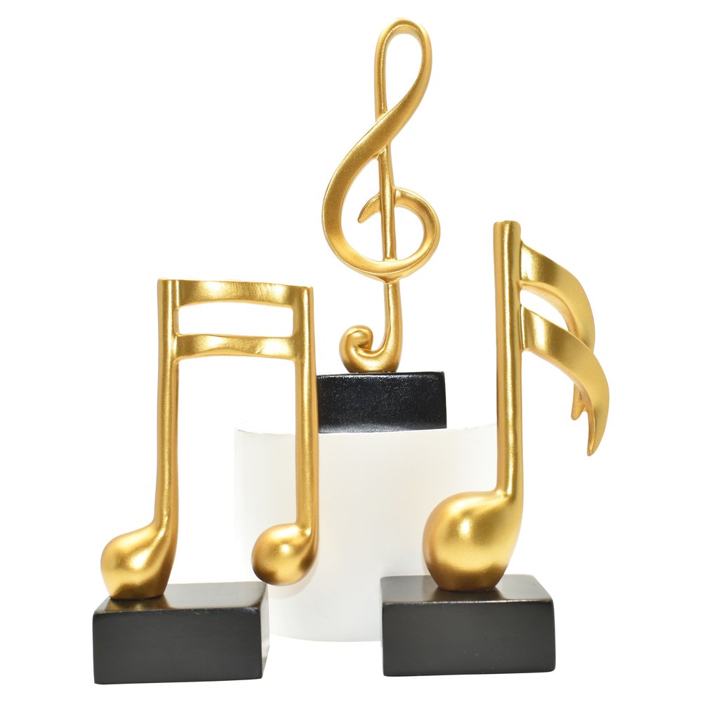 Set of Three Gold Resin Music Tabletop Sculpture