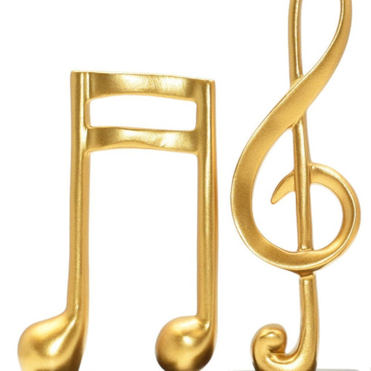 Set of Three Gold Resin Music Tabletop Sculpture
